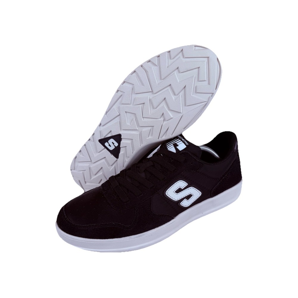 Skechers New Wave Cup Calven Sneakers Black White Men's‎ 10.5 Leather Suede NWOB